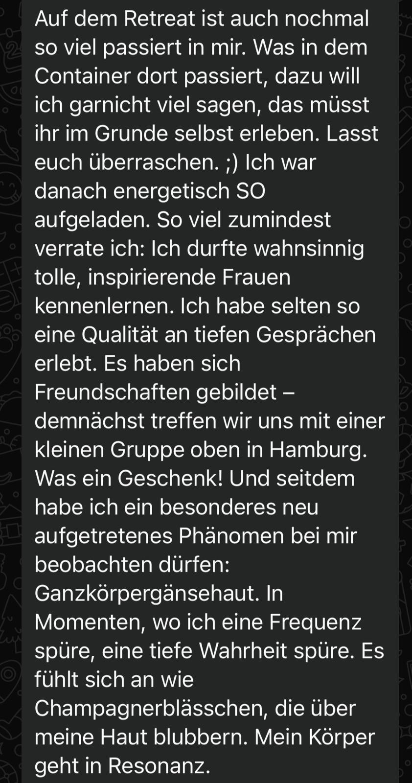 Stimme einer Teilnehmerin über The Horny Way Retreat